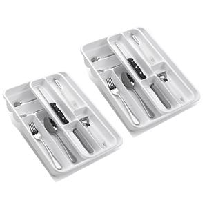 Set van 2x stuks bestekbak/bestekhouder wit - 2 lagen - Keuken opberg accessoires