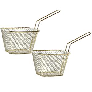 Items 6x stuks patat/snack serveermandjes/frietmandjes Goud