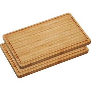 2x Bamboe houten snijplanken 27 x 45 cm - Keukenbenodigdheden - Kookbenodigdheden - Dikke snijplank van hout - Snijplankjes/snijplankje