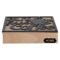 Clayre & Eef Bruine Koffie capsule doos 24*24*5 cm 6H1935