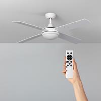De Lampenbaas Plafondventilator met verlichting - Ã132cm-  6 snelheden - Afstandsbediening - Wit