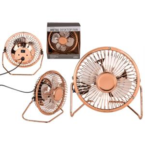 Out Of The Blue Kleine bureau/tafel ventilator in het zilver 15 cm met usb aansluiting - metaal - verkoeling op kantoor/thuis