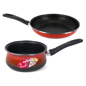 Gerimport 2x Formaten pannen set Merida 30 cm diameter koekenpan en steelpannetje -