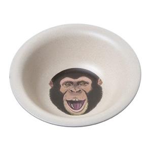 Nature Plush Planet Set van 4x stuks bamboe ontbijtkommen servies chimpansee print voor kinderen/peuters 15 cm
