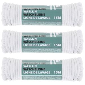 3x stuks waslijn/drooglijn Wit