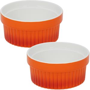 Excellent Houseware 2x Creme brulee schaaltjes/bakjes Oranje