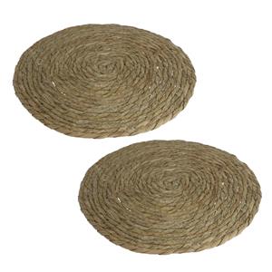 Gerim Set van 2x stuks pannen onderzetter van zeegras rond 32 x 32 cm -