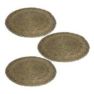 Gerim Set van 3x stuks pannen onderzetter van zeegras rond 36 x 36 cm -