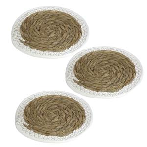 Gerim Set van 3x stuks pannen onderzetter van zeegras rond 24 x 24 cm -