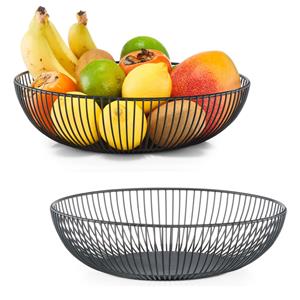 Zeller 2x Zwarte ronde fruitschalen metaal 28 cm -