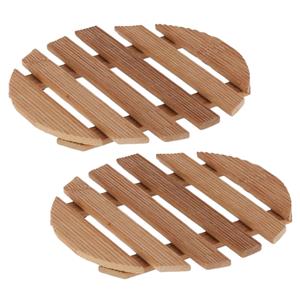 Gerim Set van 2x stuks pannenonderzetter van hout rond 15 x 15 cm -