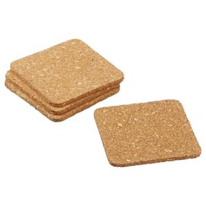 24x stuks vierkante glazen onderzetters van kurk 9 x 9 cm -