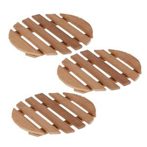 Gerim Set van 3x stuks pannenonderzetter van hout rond 15 x 15 cm -