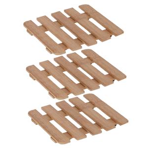 Gerim Set van 3x stuks pannenonderzetter van hout vierkant 15 x 15 cm -