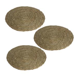 Gerim Set van 3x stuks pannen onderzetter van zeegras rond 32 x 32 cm -