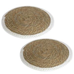 Gerim Set van 4x stuks pannen onderzetter van zeegras rond 36 x 36 cm -