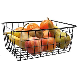 Fruitschaal/fruitmand klein staaldraad zwart 15 x 20 x 8 cm -