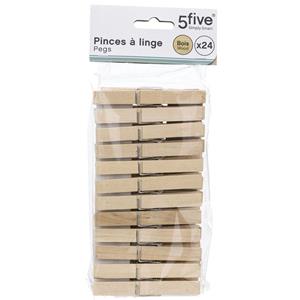 5five 48x Stuks wasknijpers naturel 9 cm van hout -