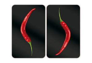 Wenko Herdabdeckplatten Universal Hot Peperoni 2er Set, für alle Herdarten