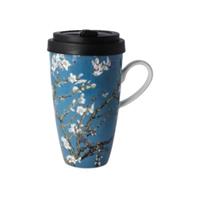 Goebel Coffee-to-go-beker Vincent van Gogh - "Amandelbloesem blauw" van porselein met een afneembare deksel, 500 ml