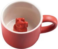 Donkey Products Kaffeebecher Winkekatze Mut & Kraft, 150 ml rot
