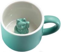 Donkey Products Kaffeebecher Winkekatze  Freundschaft & Achtsamkeit, 150 ml türkis
