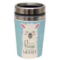 DEKOHELDEN24 Thermobecher Kurze Pause dann geht's weiter Kaffeebecher blau