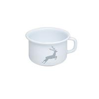 Riess Kaffeeschale Emaille Hirsch Grau weiß