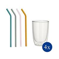 Villeroy & Boch Artesano Hot&Cold Beverages 4 Longdrinkbecher + 4 Trinkhalme Teegläser bunt