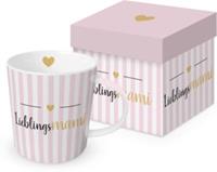 Ppd Porzellan-Tasse Lieblingsmami, 350ml rosa/weiß