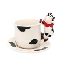 Neuetischkultur Tasse mit Unterteller Kuh bunt