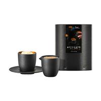 Eisch GERMANY AFFOGATO Al Oro Espressoglas mit Kännchen Cosmo Gold  in Geschenkröhre Kaffeebecher transparent