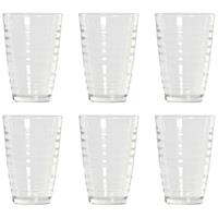 Items 6x Stuks Transparante Waterglazen/drinkglazen Streep Relief 300 Ml Van Glas - Drinkglazen