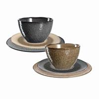 Leonardo MATERA Geschirr Set gemischt anthrazit beige 6-teilig Geschirrsets anthrazit/beige