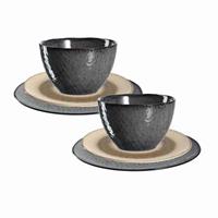 Leonardo MATERA Geschirr Set anthrazit beige 6-teilig Geschirrsets anthrazit/beige