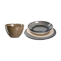 Leonardo MATERA Keramik Set anthrazit-beige 4-tlg Geschirrsets