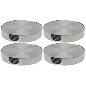 24x Ronde RVS onderzetters 10 cm -