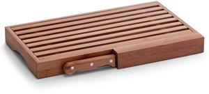 Zeller Luxe bamboe houten brood snijplank kruimel opvangbak en broodmes x 23,5 cm -