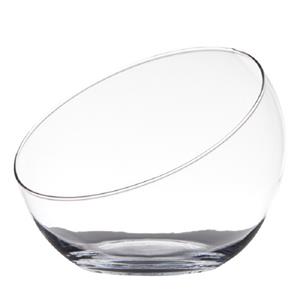 Bellatio Schuine serveerschaal/fruitschaal van transparant gerecycled glas 20 cm -