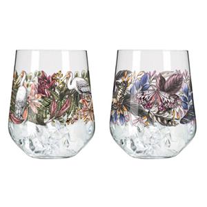 Ritzenhoff Schattenfauna Gin Tumbler 2er-Set 001, transparent/grün/lila