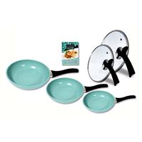 Starlyf Jade Pan Set - Starter-Set 5 -tlg. 3 Pfannen, 2 Glasdeckel Pfannensets grün