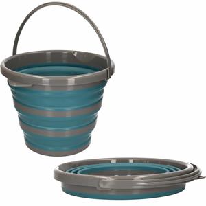 Bellatio 2x Opvouwbare Emmer Blauw/grijs 10 Liter - Emmers