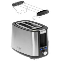 Adler Toaster AD 3214, 900 W, mit 7 Bräunungsstufen, Brötchenaufsatz, Brötchenauflage, Krümelschublade, für Brötchen oder 2 Toasts gleichzeitig, silber / schwarz