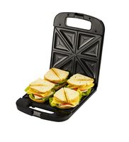 Adler Sandwichmaker AD 3055, 2000 W, Thermostat, Kontrollleuchten, Heizplatten mit Antihaftbeschichtung, Sandwich-Toaster, für 4 Sandwiches gleichzeitig, schwarz