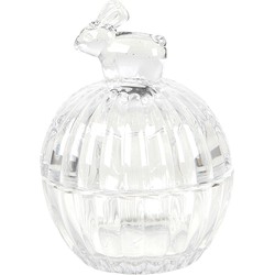 Clayre & Eef Bonbonniere met deksel Konijn 8*8*11 cm Transparant Glas Bonbonschaaltje Bonbonniere Kristal Decoratie Schaal