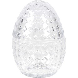 Clayre & Eef Bonbonniere met deksel Ei Ø 9*12 cm Transparant Glas Bonbonschaaltje Bonbonniere Kristal Decoratie Schaal