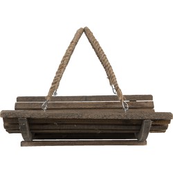 Clayre & Eef Decoratie Schaal 40*29*10 cm Bruin Hout Vierkant Houten Schaal Opbergmand