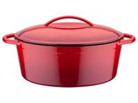 GSW Bräter "Red Shadow", Gusseisen, oval,Dunstzapfen im Deckel z.Garen im eigenen Saft, 33x25cm, Induktion