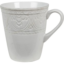 Clayre & Eef Servies Mok 13*10*12 cm / 450 ml Wit Theemok Moederdag cadeau Thee Servies