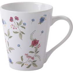 Clayre & Eef Mok 13*9*11 cm / 300 ml Wit, Blauw, Roze Keramiek Bloemen Moederdag cadeau